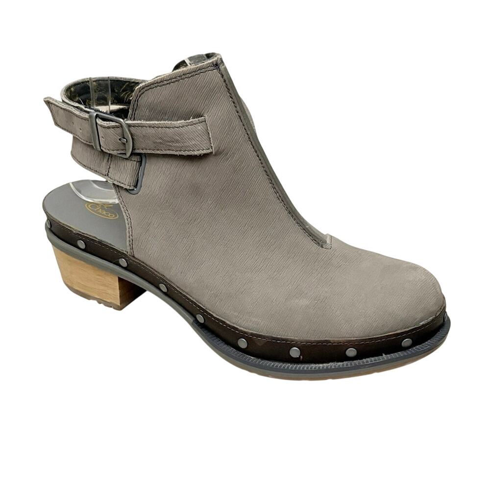 Chaco Cataluna Clog Nickel Leather Cutout Ankle Boots Women’s 8.5
